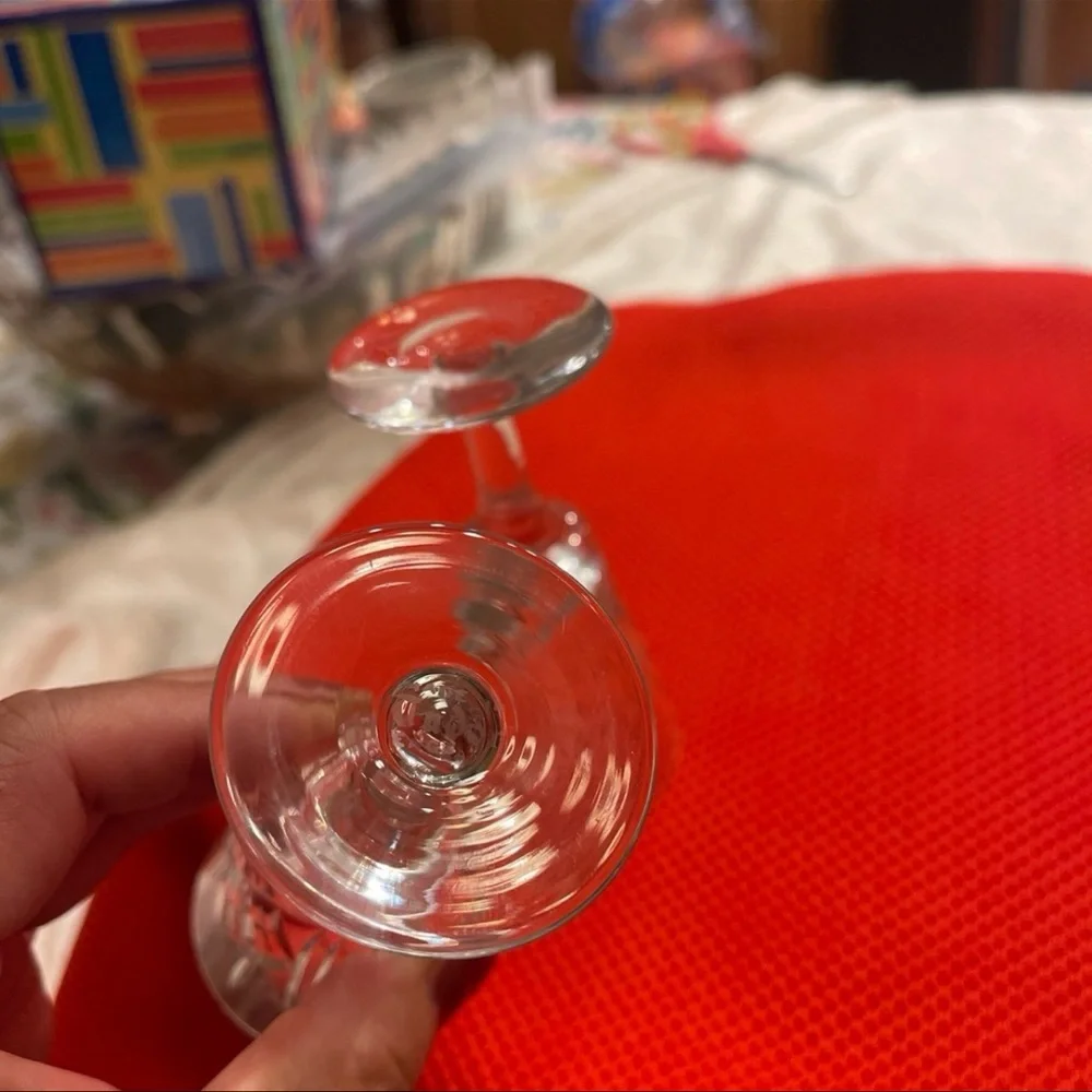 Set of 2 Tudor England Crystal Small Cocktail Cordial Shot Glasses signed